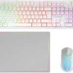 Mars Gaming MCPWX Combo Pack Gaming 3in1 - Tastiera ibrida H-Mech - Disposizione italiana QWERTY IT - Mouse 3200dpi - Interruttori HUANO - Colore bianco