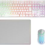 Mars Gaming MCPWX Combo Pack Gaming 3in1 - Tastiera ibrida H-Mech - Disposizione internazionale QWERTY US - Mouse 3200dpi - Interruttori HUANO - Colore bianco