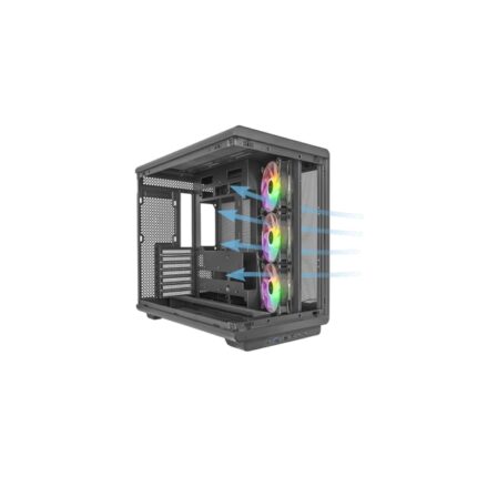 Mars Gaming MC-REV Case Tower ATX - Tre ventole ARGB - Doppio vetro temperato - Doppia camera - 7 slot di espansione - 423x278x443mm - Colore nero