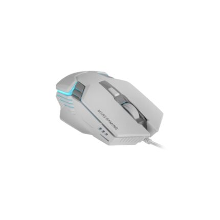 Mars Gaming MM024 Mouse da gioco ottico - Sensore 4000 dpi - Interruttori HUANO - Illuminazione RGB - 127 x 73 x 35 mm - Colore bianco