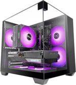 Mars Gaming MC-VISIONM Minitorre ultracompatta - Supporto per raffreddamento a liquido fino a 240 mm - Triplo vetro temperato - Supporto MicroATX/Mini-ITX - 5 slot di espansione - 350 x 277 x 329 mm - Colore nero