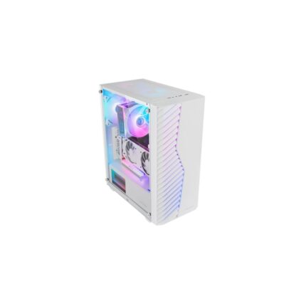 Mars Gaming MC-VOLT Case Tower ATX - Ventola ARGB da 120 mm - Finestra laterale in vetro temperato - Griglia frontale ARGB - 7 slot di espansione - Colore bianco