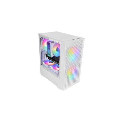 Mars Gaming MC-VORTEX Minitorre ultracompatta - 3 ventole da 120 mm FRGB - Supporto MicroATX/Mini-ITX - Doppia camera - 7 slot di espansione - Colore bianco