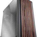 Mars Gaming MC-WOODC Case Tower ATX - Ventola FDB da 120 mm - Pannello in vetro cromato - Supporta raffreddamento a liquido fino a 360 mm - 7 slot di espansione - Finitura in legno - Colore nero
