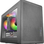Mars Gaming MC-XPS Minitorre ultracompatta - Ventola posteriore FRGB da 120 mm - Supporto MicroATX/Mini-ITX - Griglia di raffreddamento - Finestra laterale in vetro temperato - 392 x 196 x 289 mm - Colore nero