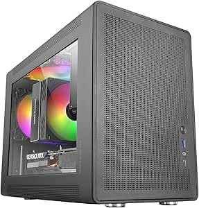 Mars Gaming MC-XPS Minitorre ultracompatta - Ventola posteriore FRGB da 120 mm - Supporto MicroATX/Mini-ITX - Griglia di raffreddamento - Finestra laterale in vetro temperato - 392 x 196 x 289 mm - Colore nero