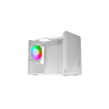 Mars Gaming MC-XPS Minitorre ultracompatta - Ventola posteriore FRGB da 120 mm - Supporto MicroATX/Mini-ITX - Griglia di raffreddamento - Finestra laterale in vetro temperato - 392 x 196 x 289 mm - Colore bianco