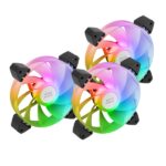Mars Gaming MF-3AR Confezione da 3 ventole da 120 mm FDB - Illuminazione ARGB a 360º - Pale invertite - Silenziose 14 dB - Colore nero