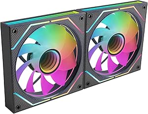 Mars Gaming MF-3DPROX2R Confezione da 2 ventole da 120 mm - Illuminazione ARGB Infinity Mirror 360º - Silenziosa 12 dB - Controllo PWM - Colore nero