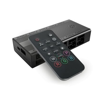 Mars Gaming MF-HUB Hub di controllo PWN e ARGB - Controllo della velocità e dell'illuminazione - Telecomando - 80x40x17mm - Colore nero