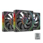 Mars Gaming MF-LINKFINITYKIT2 Confezione da 3 ventole da 120 mm - Illuminazione ARGB Infinity Mirror - Silenziosa 12 dB - Modulare Linkfinity Magnetico - Colore nero
