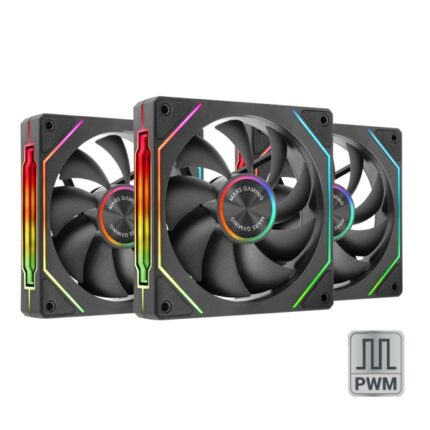 Mars Gaming MF-LINKFINITYKIT2 Confezione da 3 ventole da 120 mm - Illuminazione ARGB Infinity Mirror - Silenziosa 12 dB - Modulare Linkfinity Magnetico - Colore nero