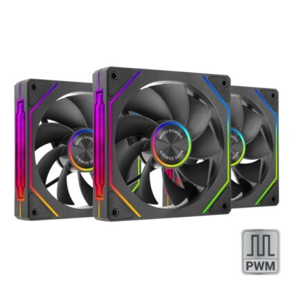 Mars Gaming MF-LINKFINITYKIT2R Confezione da 3 ventole da 120 mm - Illuminazione ARGB Infinity Mirror - Silenziosa 12 dB - Modulare Linkfinity Magnetico - Colore nero
