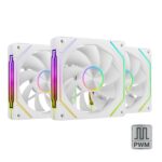 Mars Gaming MF-LINKFINITYKIT2R Confezione da 3 ventole da 120 mm - Illuminazione ARGB Infinity Mirror - Silenziosa 12 dB - Linkfinity Magnetico modulare - Colore bianco