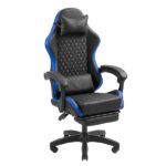 Mars Gaming MGC-X Sedia da gioco ergonomica - Poggiapiedi estensibile - Cuscini lombari e cervicali - 660x540x1250mm - Finitura in pelle PU - Colore nero e blu