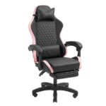 Mars Gaming MGC-X Sedia da gaming ergonomica - Poggiapiedi estensibile - Cuscini lombari e cervicali - 660x540x1250 mm - Finitura in pelle PU - Colore nero e rosa