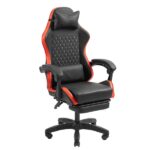 Mars Gaming MGC-X Sedia da gaming ergonomica - Poggiapiedi estensibile - Cuscini lombari e cervicali - 660x540x1250 mm - Finitura in pelle PU - Colore nero e rosso