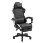 Mars Gaming MGC-X Sedia da gaming ergonomica - Poggiapiedi estensibile - Cuscini lombari e cervicali - 660x540x1250 mm - Finitura in pelle PU - Colore nero e bianco