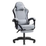 Mars Gaming MGC-X FABRIC Sedia da gaming ergonomica - Poggiapiedi estensibile - Cuscini lombari e cervicali - 660x540x1250 mm - Tessuto traspirante - Colore grigio e nero