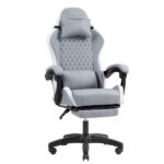 Mars Gaming MGC-X FABRIC Sedia da gaming ergonomica - Poggiapiedi estensibile - Cuscini lombari e cervicali - 660x540x1250 mm - Tessuto traspirante - Colore grigio e bianco