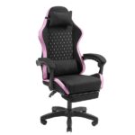 Mars Gaming MGC-X FABRIC Sedia da gaming ergonomica - Poggiapiedi estensibile - Cuscini lombari e cervicali - 660x540x1250 mm - Tessuto traspirante - Colore nero e rosa