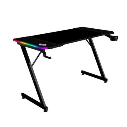 Mars Gaming MGD-X120RGB Tavolo da gaming - Illuminazione ARGB con telecomando - Supporti per cuffie e bevande - Tappetino XXL - Struttura in acciaio - 120x60x1