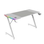 Mars Gaming MGD-X140RGB Tavolo da gaming - Illuminazione ARGB con telecomando - Supporti per cuffie e bevande - Tappetino XXL - Struttura in acciaio - 140x60x1