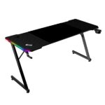 Mars Gaming MGD-X160RGB Tavolo da gaming - Illuminazione ARGB con telecomando - Supporti per cuffie e bevande - Tappetino XXL - Struttura in acciaio - 160x60x1