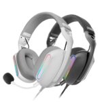 Mars Gaming MH-PRO Cuffie da gioco - Cavo da 180 cm - Cuscinetti traspiranti Air - Controlli integrati - Microfono integrato - Illuminazione ARGB - 76 x 200 x 187 mm - Colore bianco