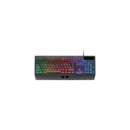 Mars Gaming MK124 Tastiera completa ibrida H-Mech - Puntale integrato - Disposizione portoghese QWERTY PT - Illuminazione FRGB - 450x181x36mm - Colore nero