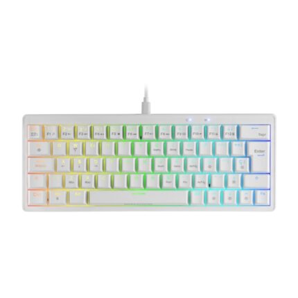 Mars Gaming MKMINIPRO Tastiera compatta ibrida H-Mech - Switch SKN blu - Disposizione italiana QWERTY IT - Illuminazione RGB Chroma - 300x114x42 mm - Colore bianco