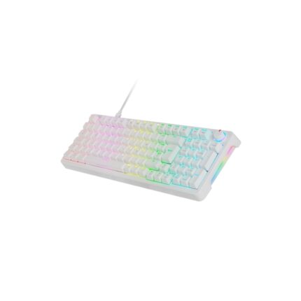 Mars Gaming MKPRO Tastiera completa ibrida H-Mech - Switch SKN giallo - Disposizione francese AZERTY FR - Illuminazione RGB Chroma - 385x140x40 mm - Colore bianco