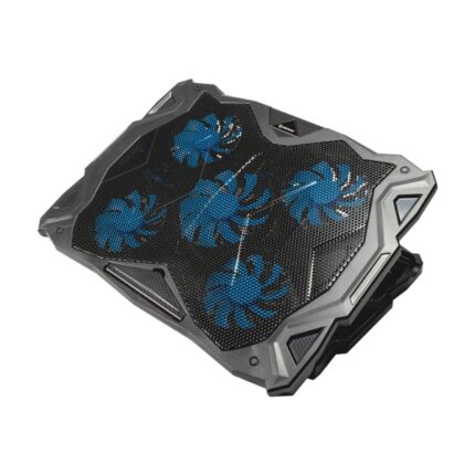 Unykach Candy C500 Base di raffreddamento - 5 ventole LED blu - Altezza regolabile in 5 posizioni - Struttura resistente - 2 porte USB - Colore nero