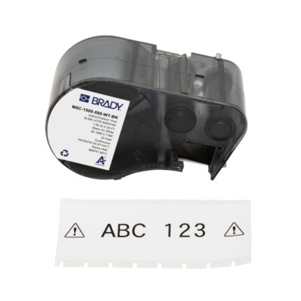 Brady M5C-1500-595-WT-BK Nastro per etichette originale in vinile - Testo nero su sfondo bianco - Larghezza 38