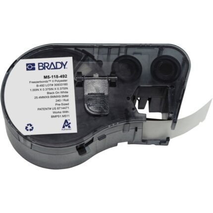 Brady M5-118-492  Nastro per etichette originale in poliestere ultrasottile per laboratorio - Testo nero su sfondo bianco - Larghezza 25
