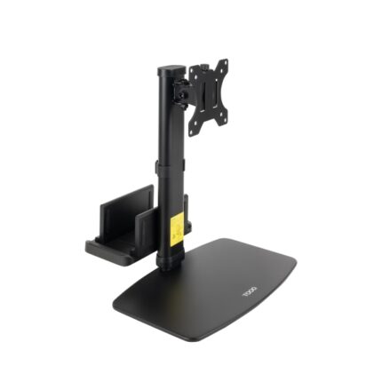 Tooq Supporto da tavolo per monitor da 17"-27" - Regolabile in altezza. Girevole e inclinabile - Gestione dei cavi - Peso massimo 6 kg - Supporto per mini CPU - VESA 100x100 mm