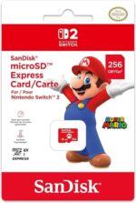 Scheda Micro SD Sandisk per console Nintendo Switch 2 - Capacità 256 GB - Logo Mario Bros - Velocità elevate e stabili - Prestazioni ottimizzate - Colore rosso
