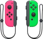 Nintendo Set di 2 controller Joy-Con sinistro/destro per Nintendo Switch - Autonomia fino a 20 ore - Vibrazione HD - Sensore di movimento e accelerometro - Pulsante di cattura - Sensore NFC per Amiibo - Telecamera a infrarossi - Colore rosa e verde neon