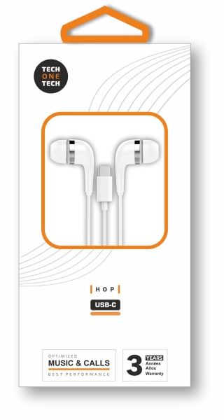 TechOneTech ear Tech Hop Auricolari intraurali USB-C - Microfono integrato - Cavo da 1