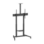Aisens Supporto da pavimento ECO con ruote e manovella - Vassoio per DVD e supporto per videocamera per monitor/TV - Fino a 120 kg - Da 60 a 100 pollici - Colore nero