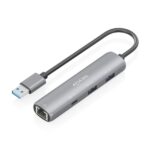 Aisens ASUC-4P035-GR Adattatore di rete USB 3.0 a Gigabit Ethernet + Hub 1xUSB-C e 2xUSB-A 3.0 - 15 cm - Colore grigio