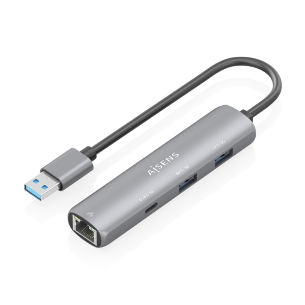 Aisens ASUC-4P035-GR Adattatore di rete USB 3.0 a Gigabit Ethernet + Hub 1xUSB-C e 2xUSB-A 3.0 - 15 cm - Colore grigio Aisens ASUC-4P035-GR Adattatore di rete USB 3.0 a Gigabit Ethernet + Hub 1xUSB-C e 2xUSB-A 3.0 - 15 cm - Colore grigio