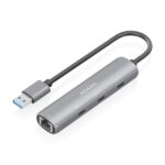Aisens ASUC-4P037-GR Adattatore di rete USB 3.0 a Gigabit Ethernet + Hub 3xUSB-C - 15 cm - Colore grigio