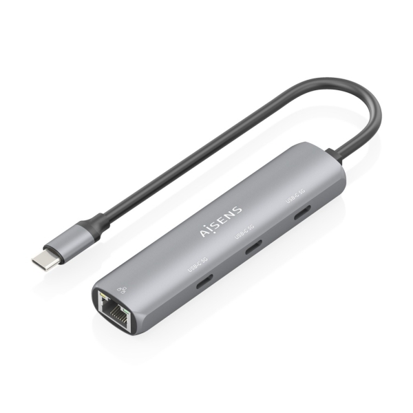 Aisens ASUC-4P041-GR Adattatore di rete USB-C a Ethernet Gigabit + Hub 3xUSB-C - 15 cm - Colore grigio Aisens ASUC-4P041-GR Adattatore di rete USB-C a Ethernet Gigabit + Hub 3xUSB-C - 15 cm - Colore grigio