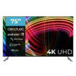 Cecotec A3 series ALU30075 Smart TV senza cornice da 75" LED con risoluzione 4K UHD - Android TV 11 - Dolby Vision e Atmos - HDMI 2.1 - Chromecast integrato - Assistente Google - Colore nero