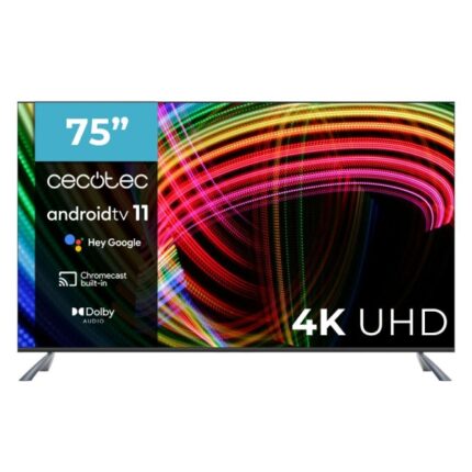 Cecotec A3 series ALU30075 Smart TV senza cornice da 75" LED con risoluzione 4K UHD - Android TV 11 - Dolby Vision e Atmos - HDMI 2.1 - Chromecast integrato - Assistente Google - Colore nero