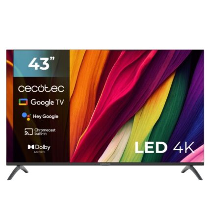 Cecotec Serie A4 ALU40043 Smart TV senza cornice da 43" LED con risoluzione 4K UHD - Processore Cortex A55 - Google TV - Dolby Audio - HDMI 2.1 - Chromecast integrato - 16 GB ROM - Colore nero
