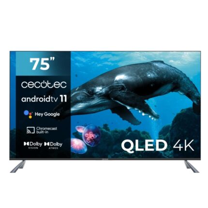 Cecotec V2 series VQU20075S Smart TV senza cornice da 75" QLED con risoluzione 4K UHD - Sistema Dolby - Processore a 4 core - Android TV 11 - HDMI 2.1 48Gbps - Chromecast integrato - Colore nero