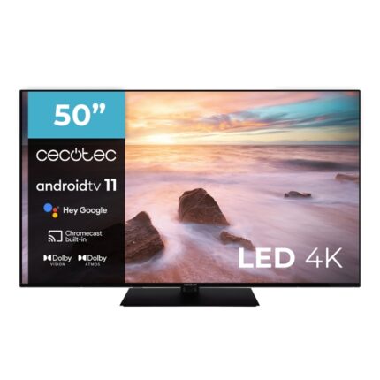Cecotec A2Z series ALU20050ZS Smart TV senza cornice da 50" LED 4K UHD - Android TV 11 - Chromecast integrato - HDR10+ - Dolby Vision - Audio Dolby Atmos - Base centrale - Colore nero