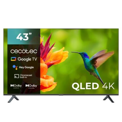 Cecotec V4 Series VQU40043S Smart TV senza cornice da 43" QLED 4K UHD - Processore Cortex A55 - Dolby Vision e Atmos - Google TV - HDMI 2.1 - USB 3.0 - Gamma cromatica ampliata - Colore nero